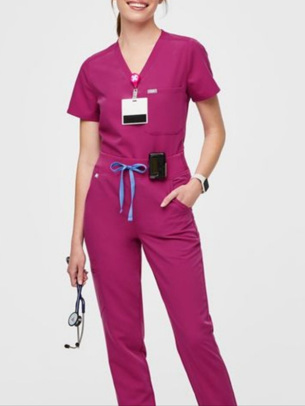 Figs Raspberry Sorbet Catarina Scrub Top pink Limited S